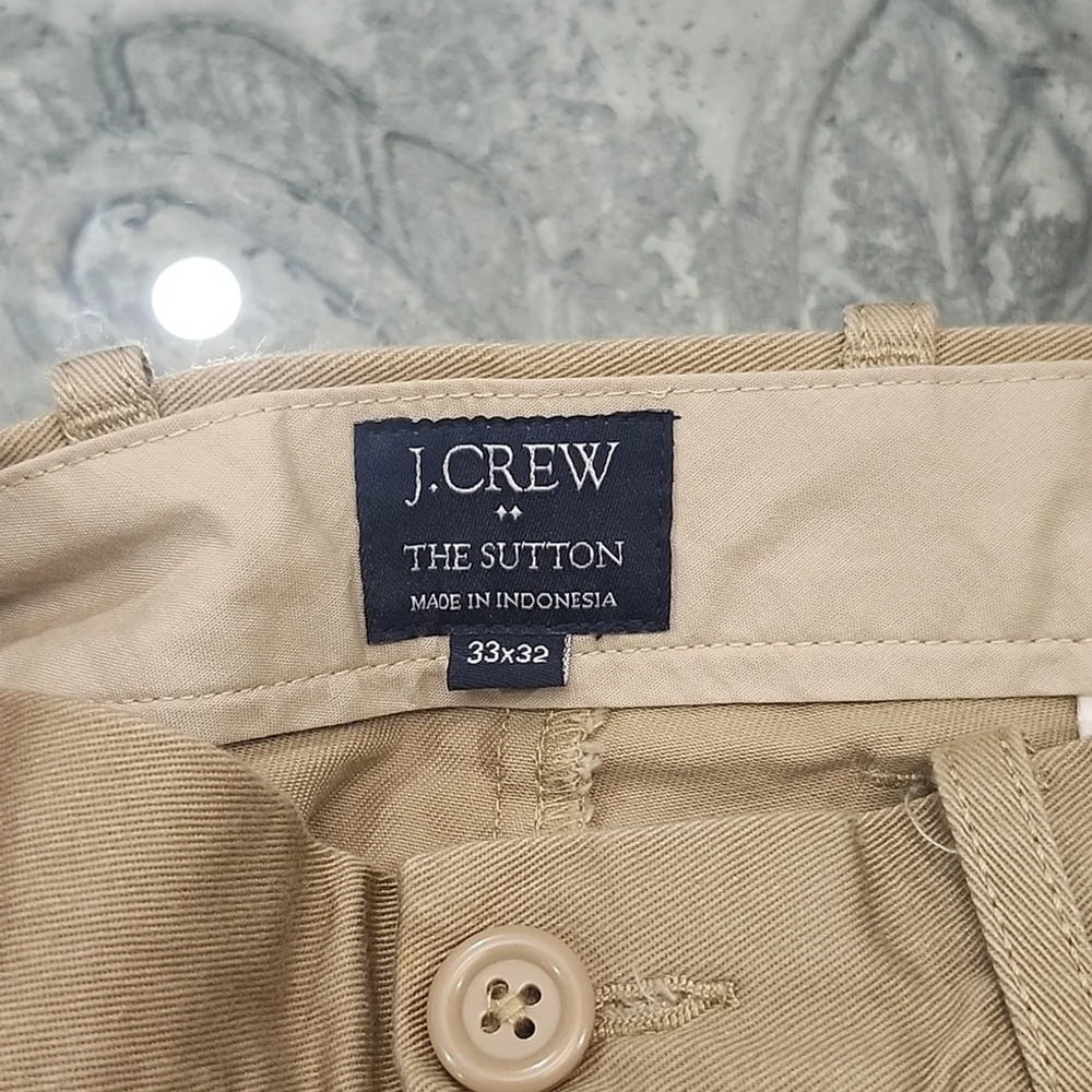 J Crew Men's The Sutton straight-fit flex khaki pant 33x32 New